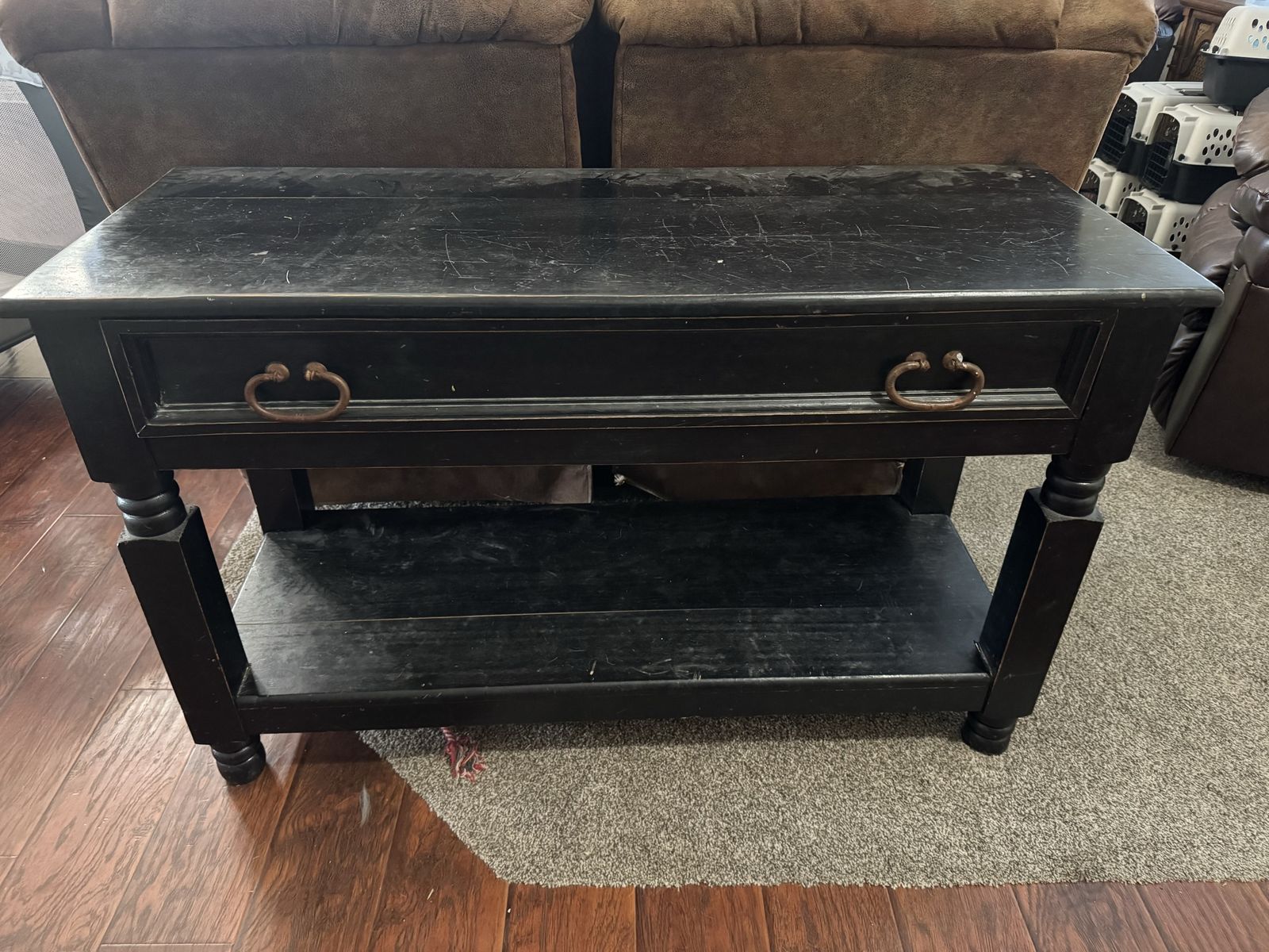 Distressed farmhouse sofa table