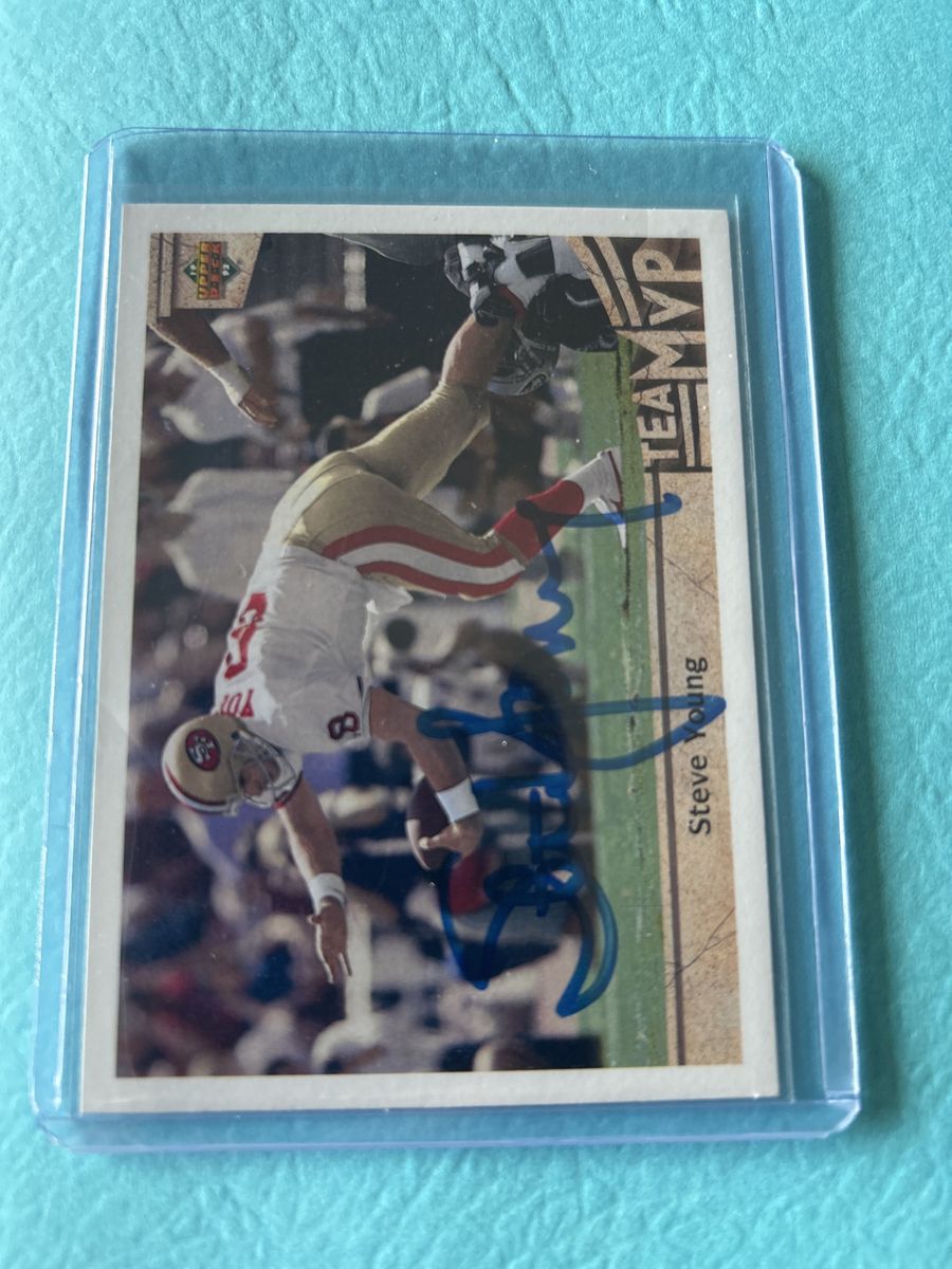 Upper Deck Autograph Steve Young San Francisco 49ers Hand Signed NFL Auto Football Card Super Bowl Champions