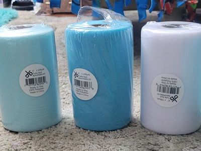 Assorted Crafting Supplies - Tulle, Burlap Ribbon, and Italian Crepe Paper