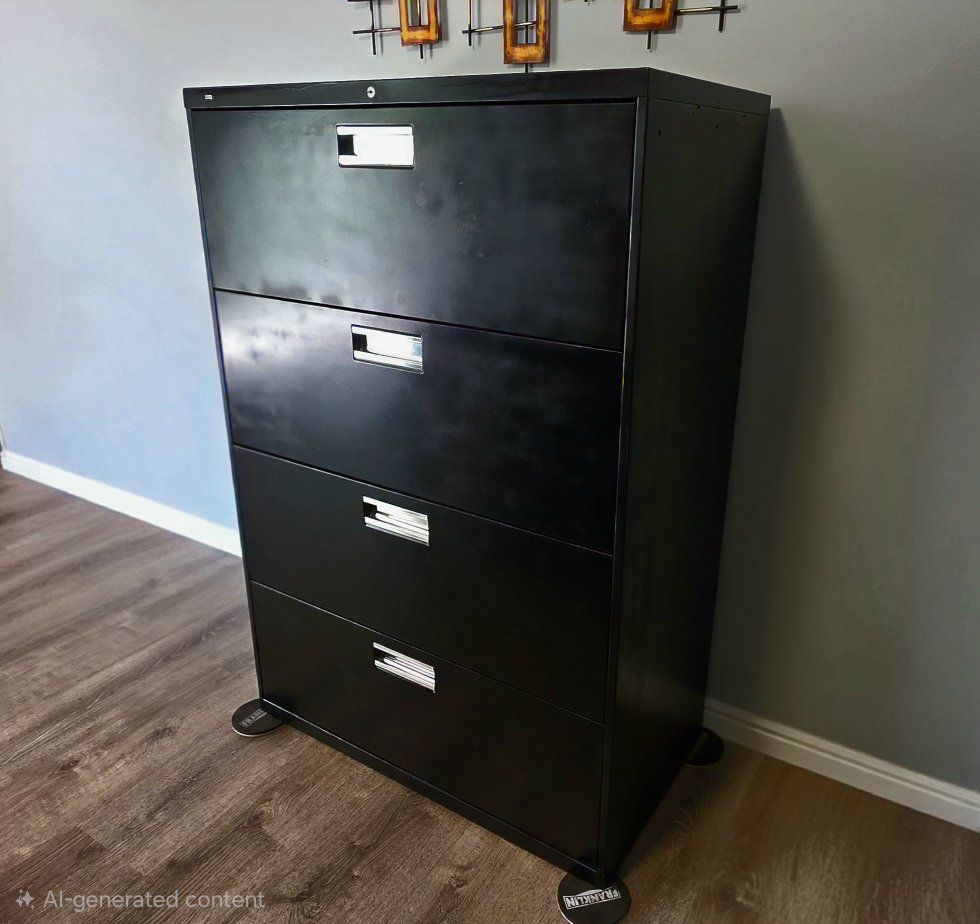 HON 36" W, 4-Drawer Lateral File Cabinet, Locking (with key), Letter/Legal