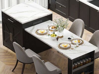 Kitchen Island with an Extendable Dining Table