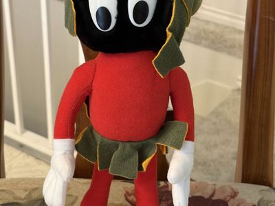 Vintage Looney Tunes Marvin the Martian Plush Stuffed Toy Red Green White 12-14"