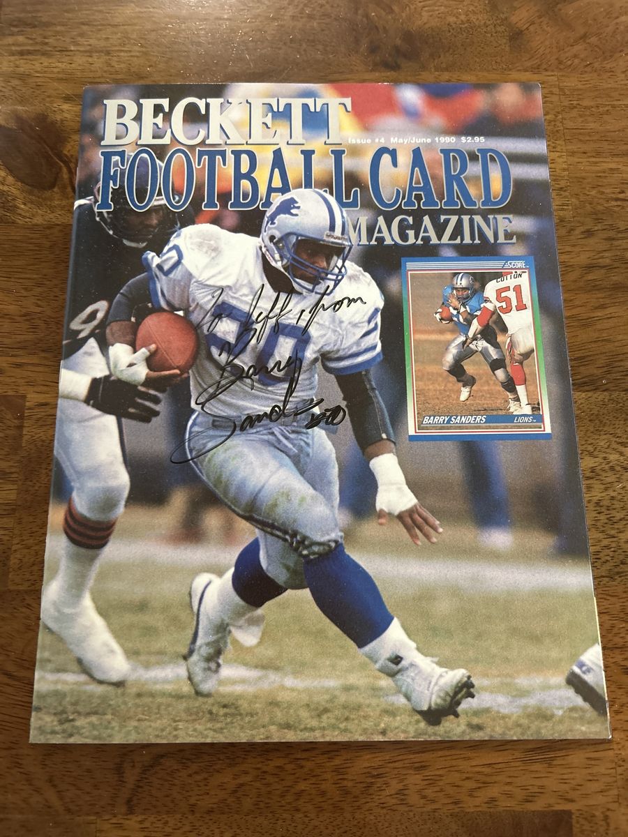 1990 Beckett Football Card Magazine Barry Sanders Autograph Hand Signed NFL Superstar