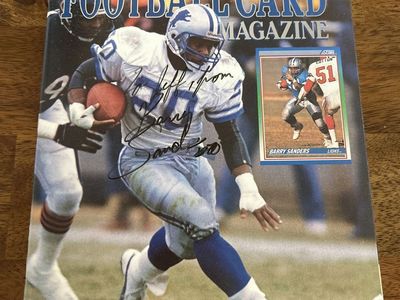 1990 Beckett Football Card Magazine Barry Sanders Autograph Hand Signed NFL Superstar
