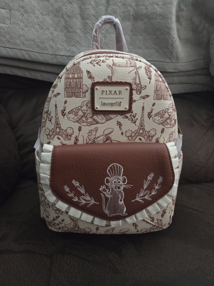 Loungefly Disney Pixar Ratatouille Remy Mini Backpack - New with Tags, Cream/Brown