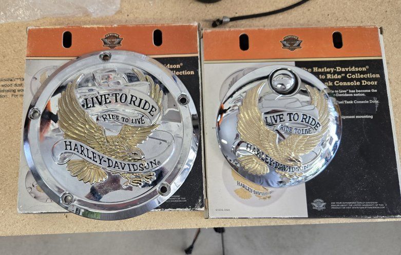 Harley-Davidson Live to Ride Derby Cover & Fuel Tank Console Door Set Chrome Gold