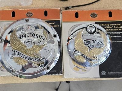 Harley-Davidson Live to Ride Derby Cover & Fuel Tank Console Door Set Chrome Gold