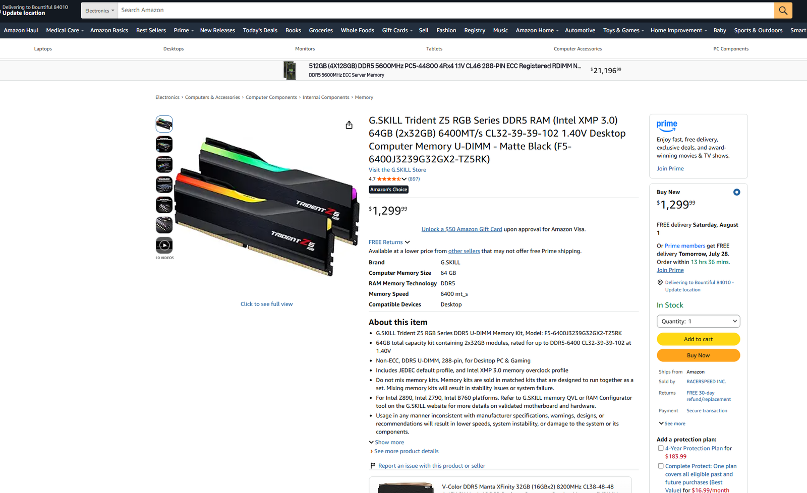 64gb ddr5 g skill rgb ram 6400mhz