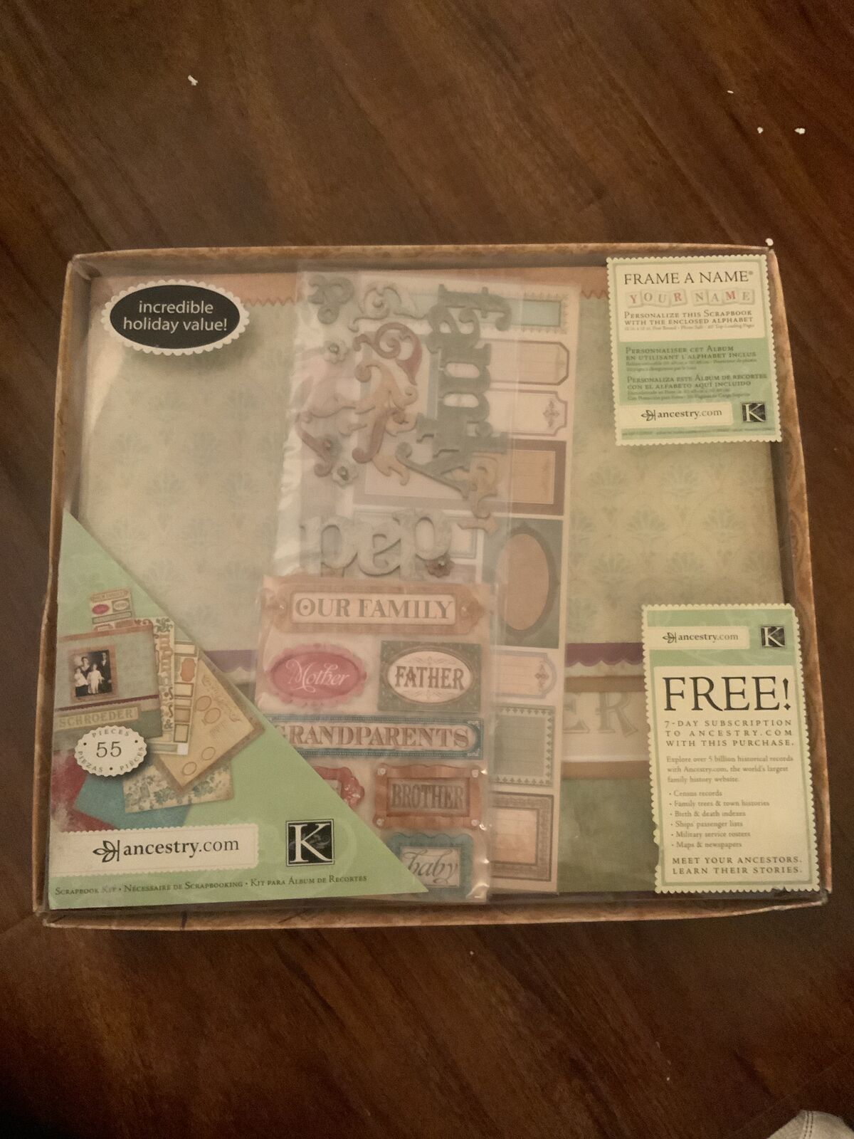 Brand new, “Frame a Name” scrapbook kit