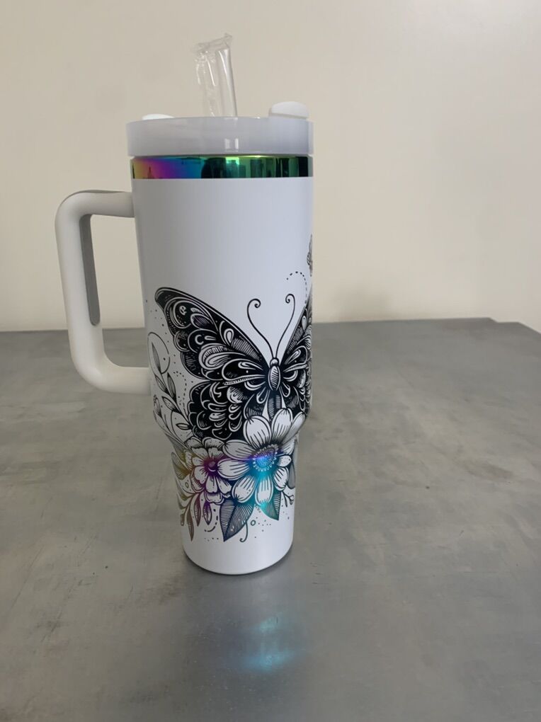 White Engraved Tumbler Brand New