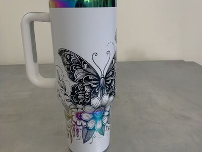 White Engraved Tumbler Brand New