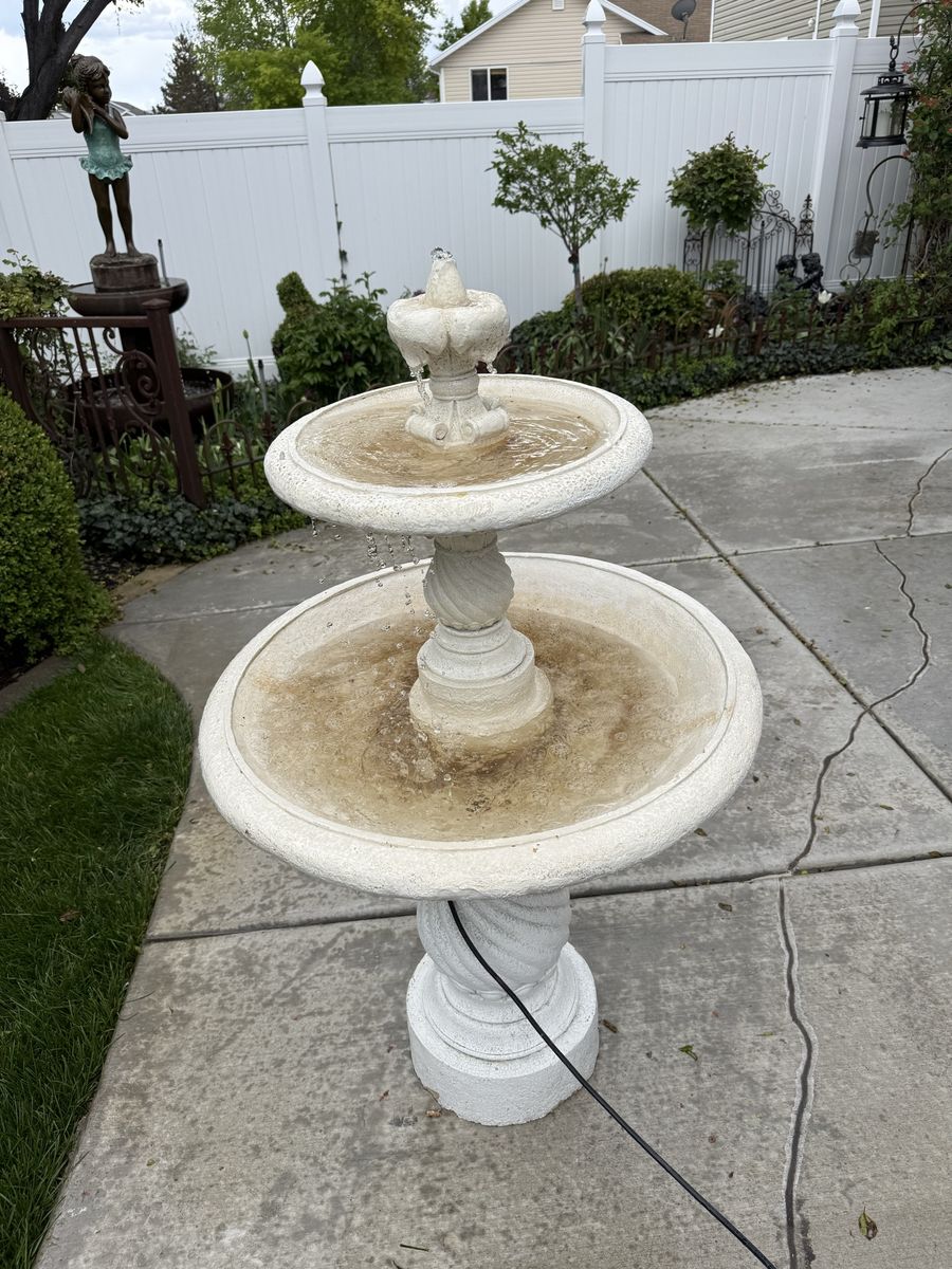 Tall tiered resin water fountain 56” tall 30” wide