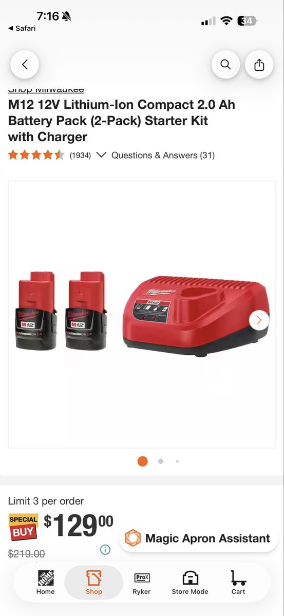 Milwaukee M12 12V Lithium-Ion Compact 2.0 Ah Battery Pack 2-Pack Starter Kit with Charger