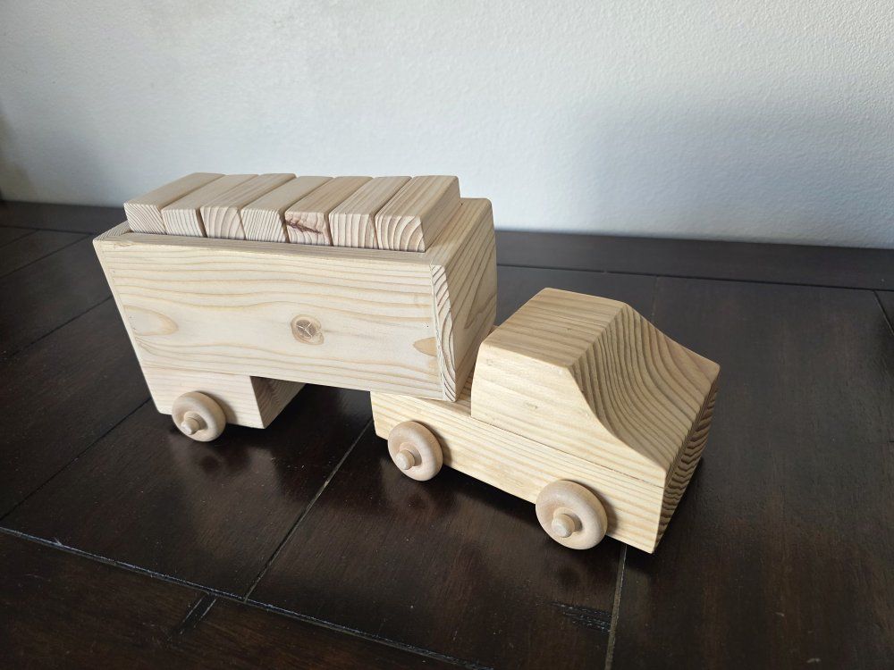 Handmade Wood Truck & Trailer