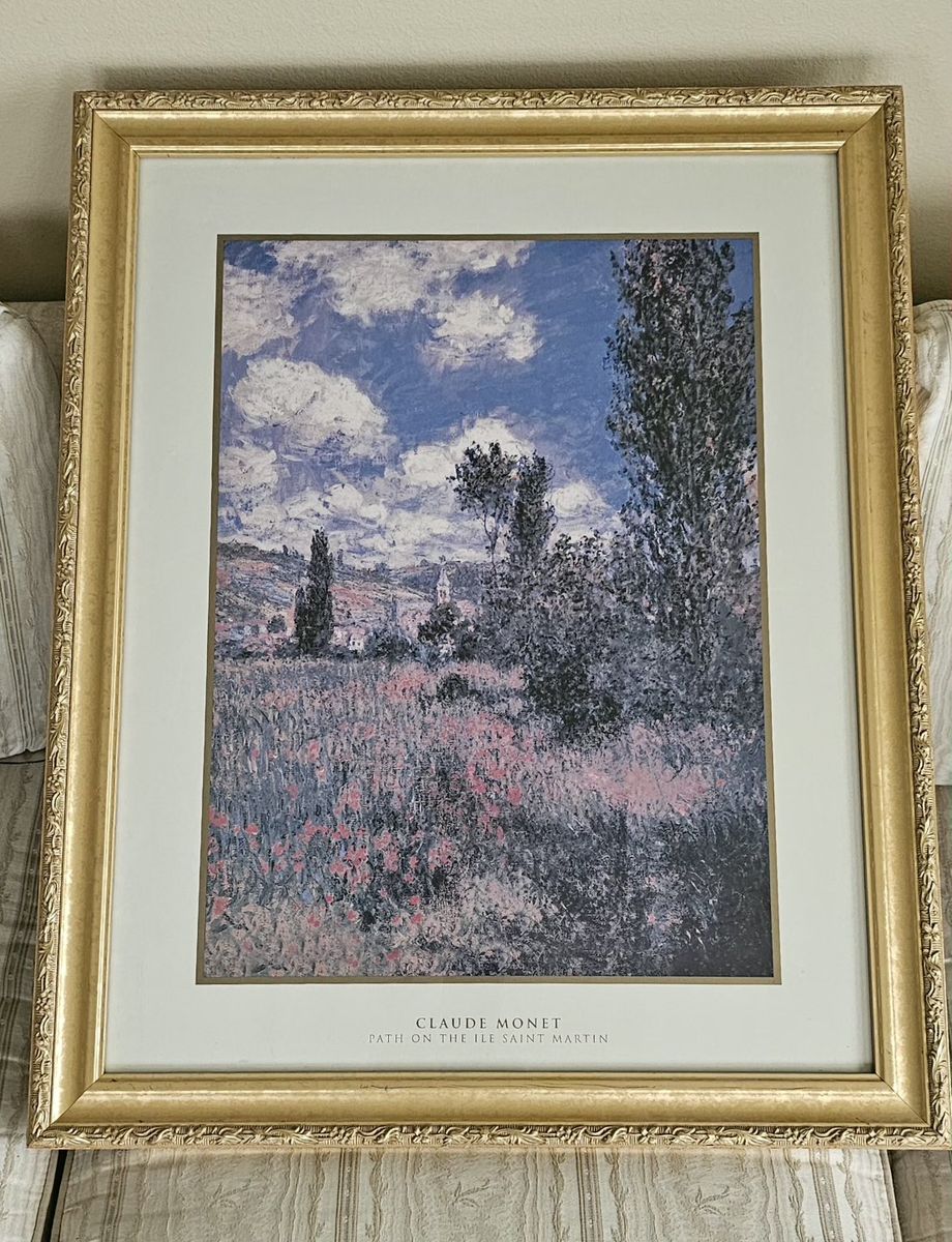 Claude Monet "Path on the Ile Saint Martin" Framed Art Print, Ornate Gold Frame 31"×25.5" Frame