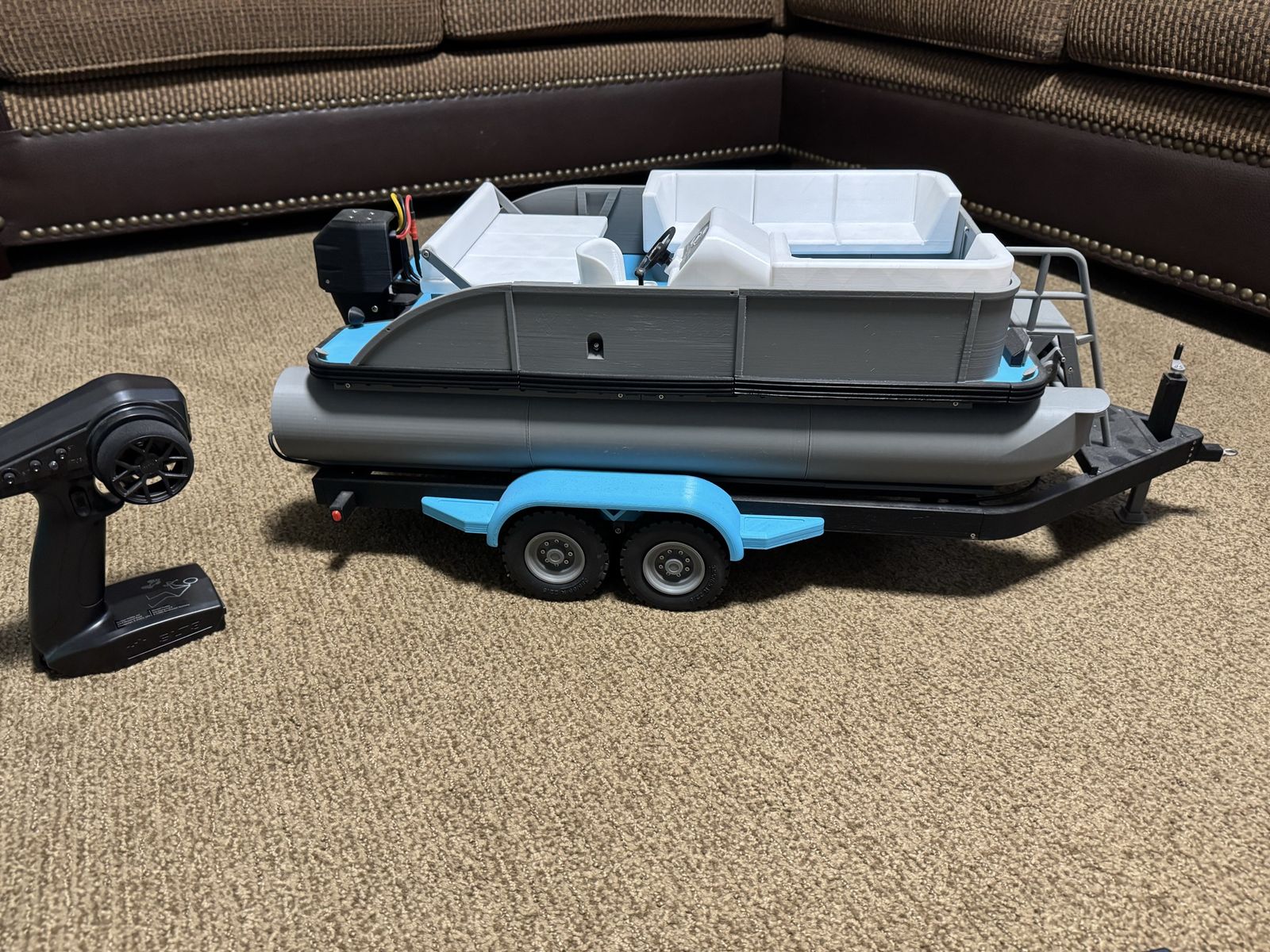 Custom 3D printed RC Pontoon boat