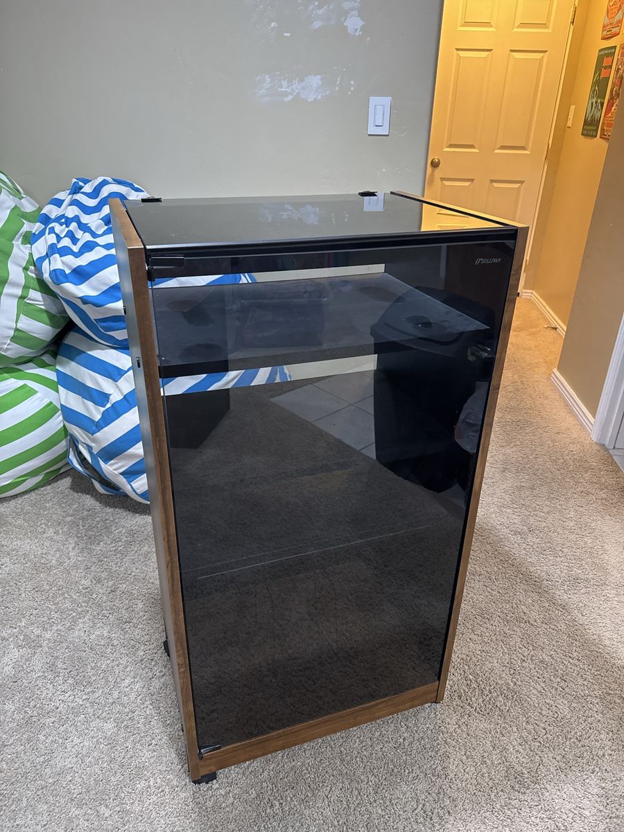 O'Surllivan Vintage Wooden Audio Stereo Cabinet Tower with Tinted Glass Door