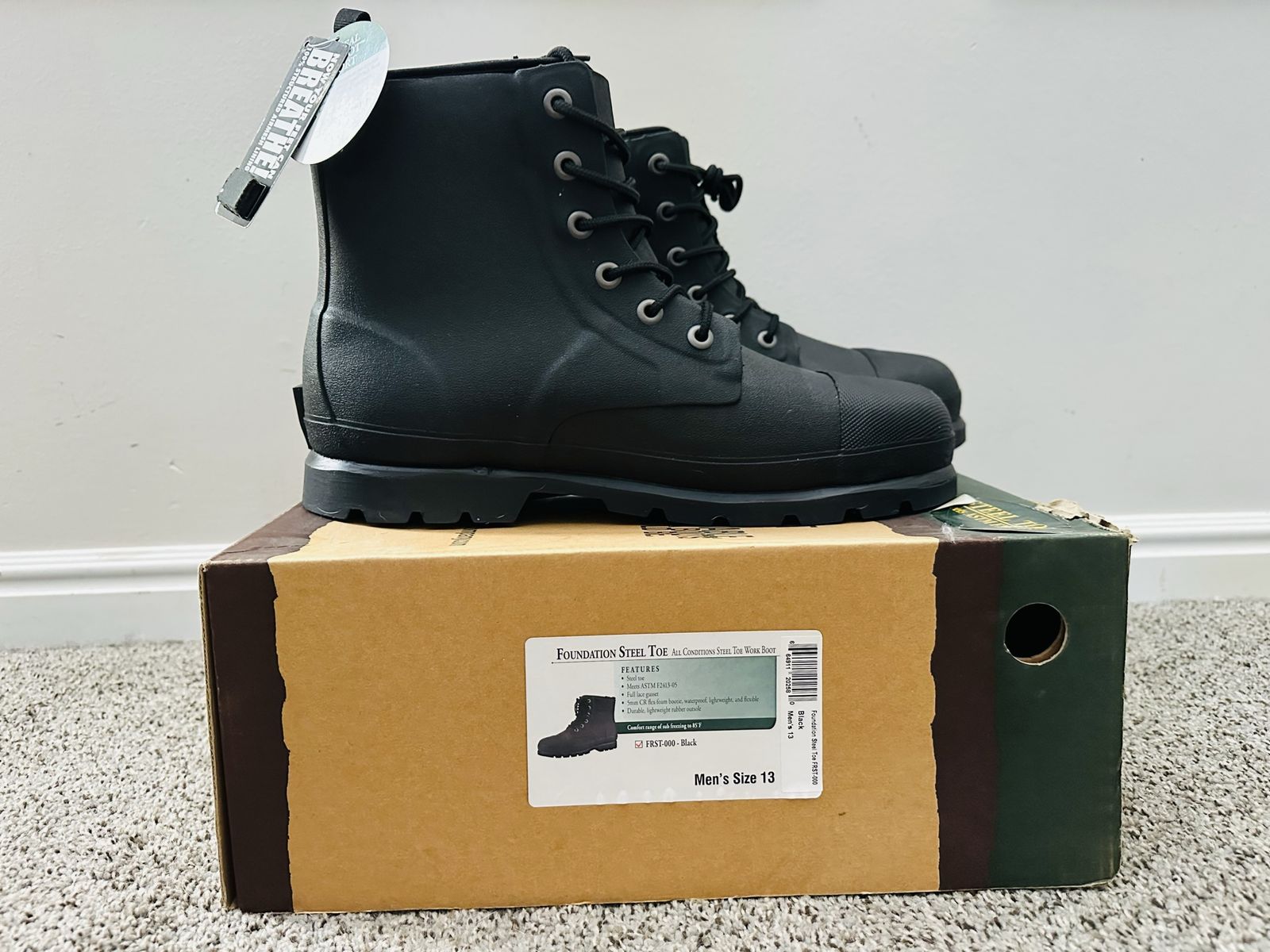 Muck Boot Company Foundation Steel Toe Work Boots Black Men's Size 13