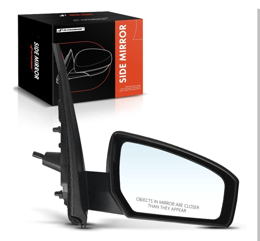 New 2007-2012 Nissan Sentra Passenger Side Manual Door Mirror, Outside Right Side, 07, 08, 09, 10, 11, 12 Non folding black