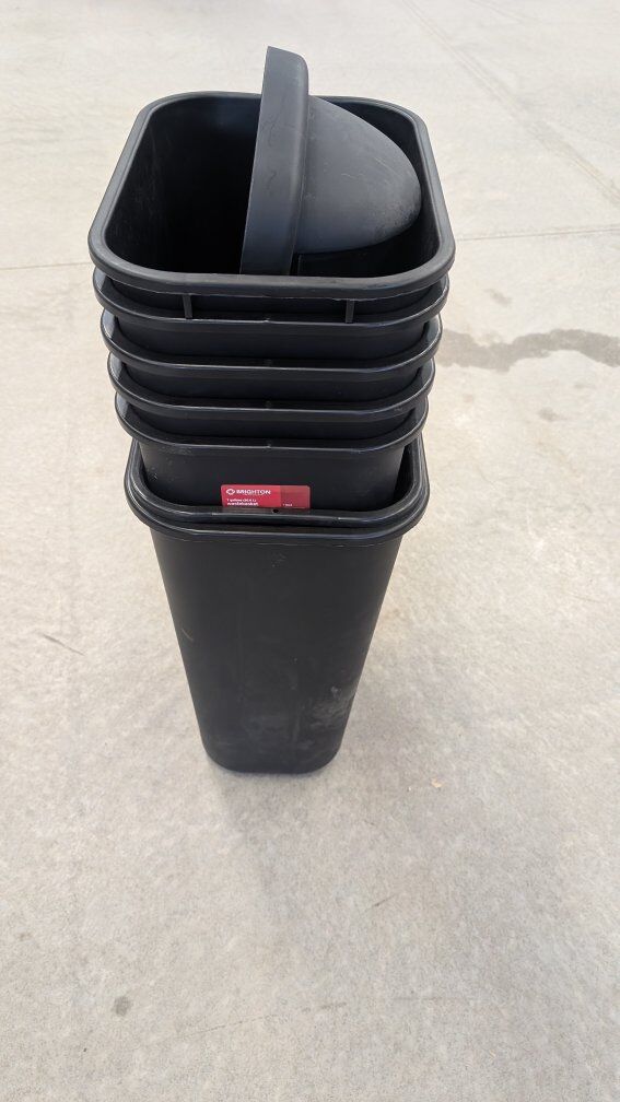Variety of Black Plastic Garbage Cans - 7 total