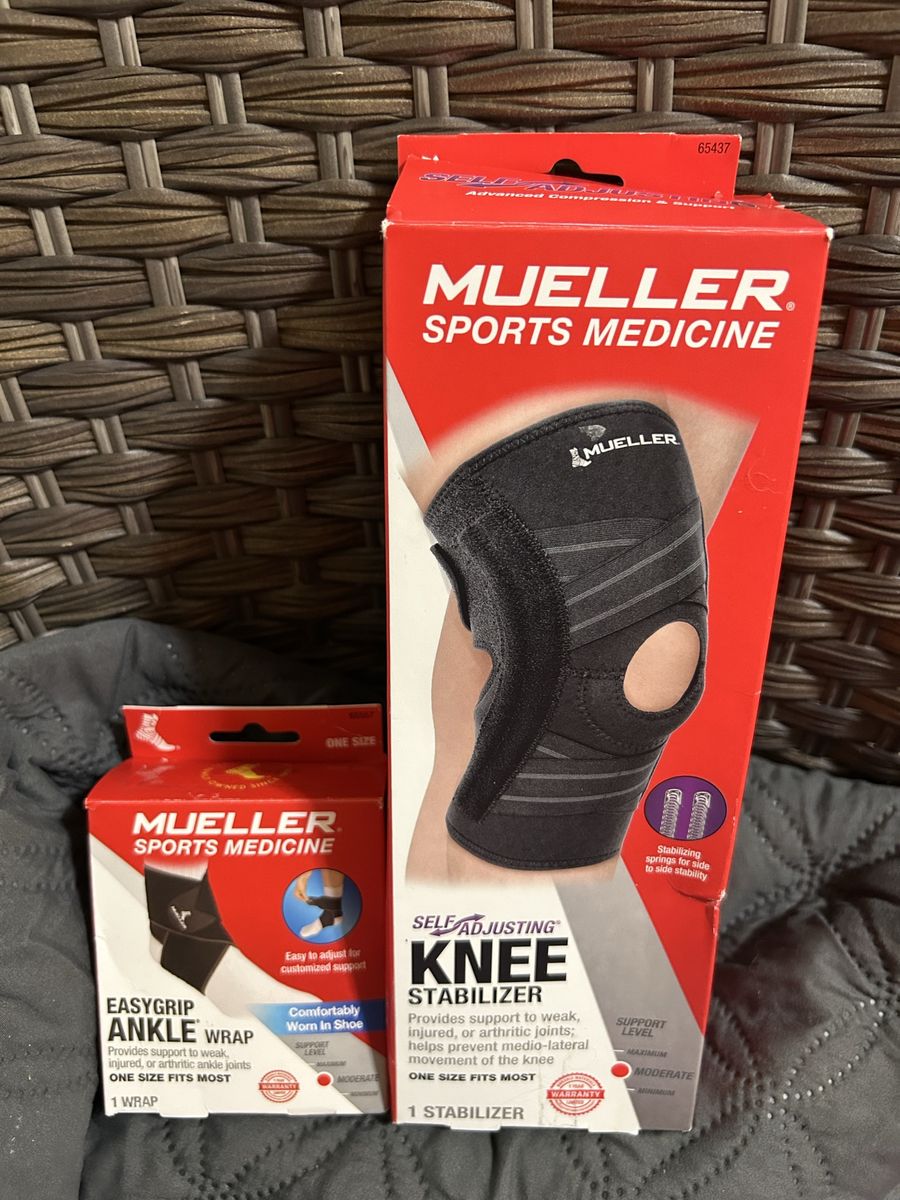 Mueller Sports Medicine Self-Adjusting Knee Stabilizer & EasyGrip Ankle Wrap One Size Cash Only Please
