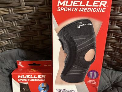 Mueller Sports Medicine Self-Adjusting Knee Stabilizer & EasyGrip Ankle Wrap One Size Cash Only Please