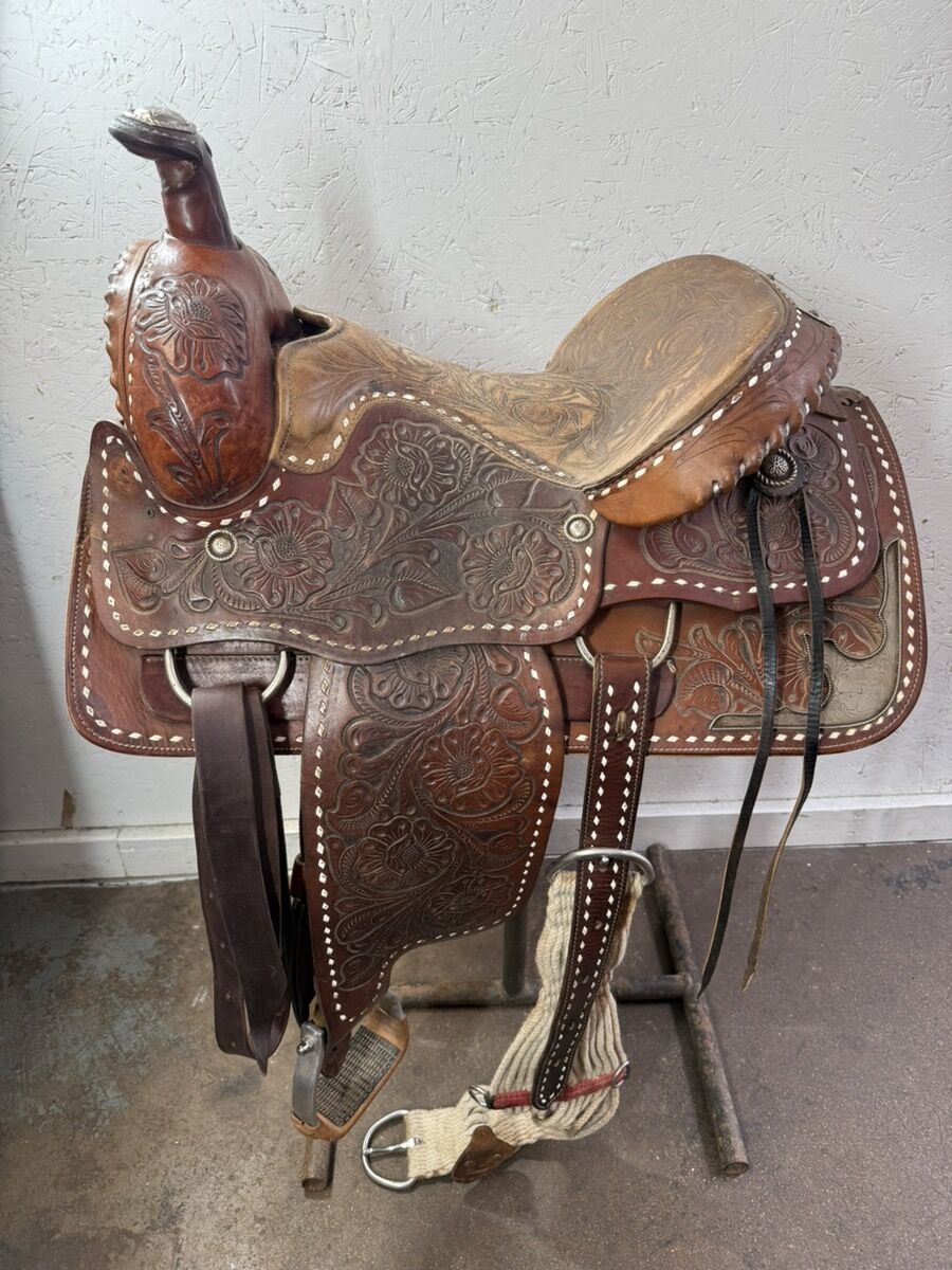 BILLY ROYAL 16" WESTERN LEATHER SADDLE TOOLED LEATHER #WCP033444
