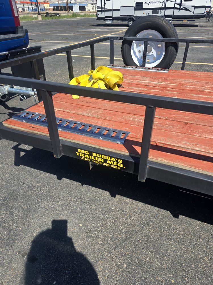 Big Bubba's Utility Trailer with Wood Deck, Spare Tire & Rear Mesh Ramp Gate