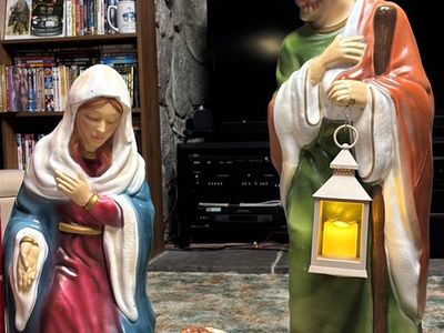 36” LED Nativity Scene 4-piece Home Accents Holiday only lantern lights up 3AAA outdoor