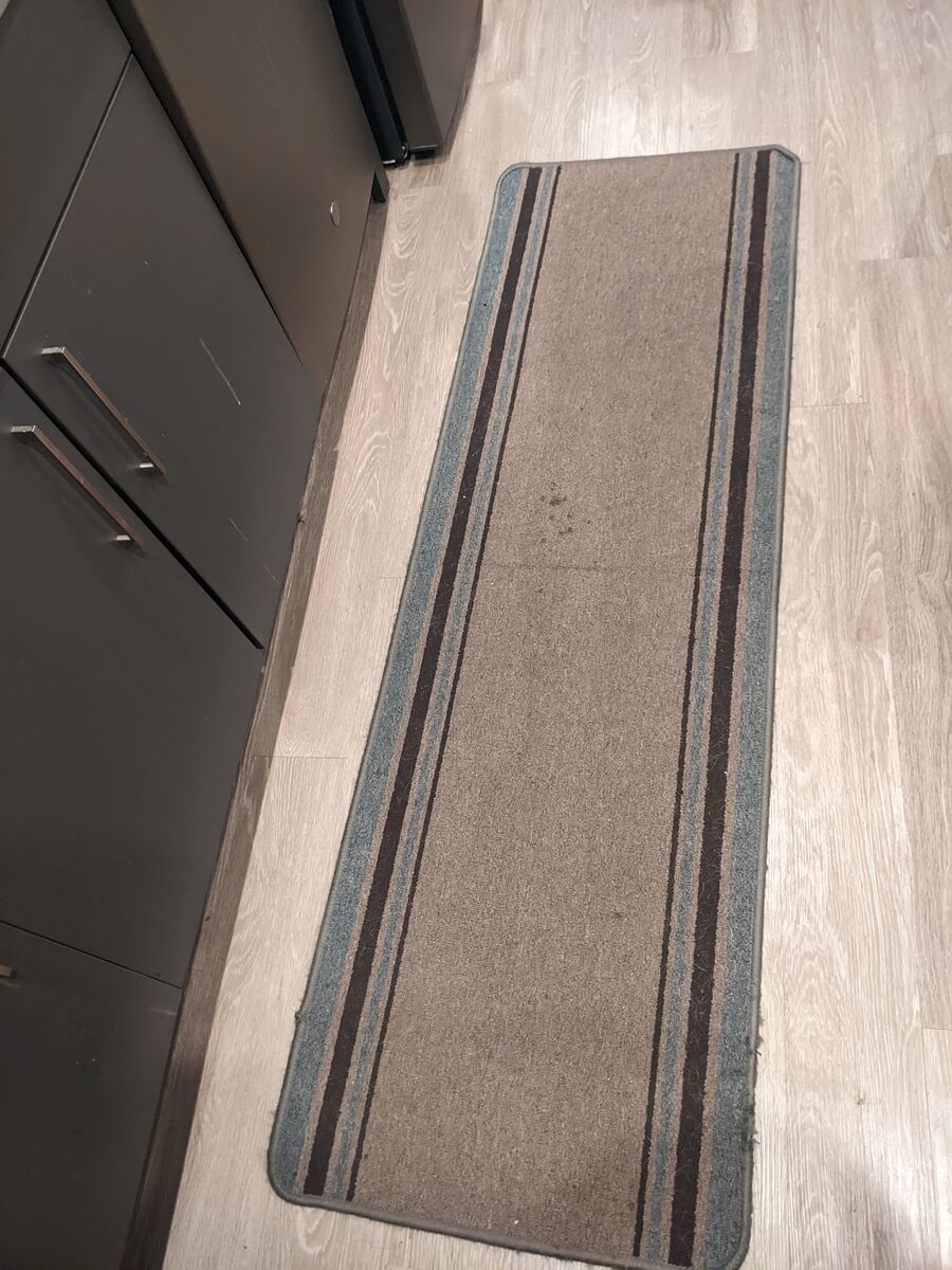 Thin Runner Rug, Grey Stripes