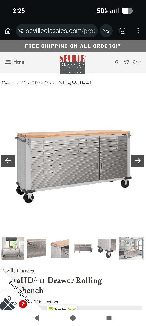 Seville Classics UHD20262B UltraHD 11-Drawer Rolling Workbench - New in Box