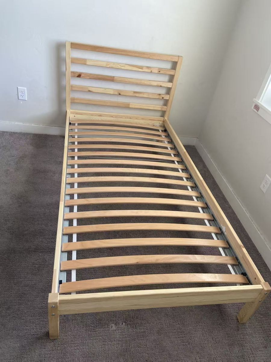 IKEA TARVA Twin Bed Frame (Solid Pine) + LURÖY Slatted Base - Like New - 2 Available
