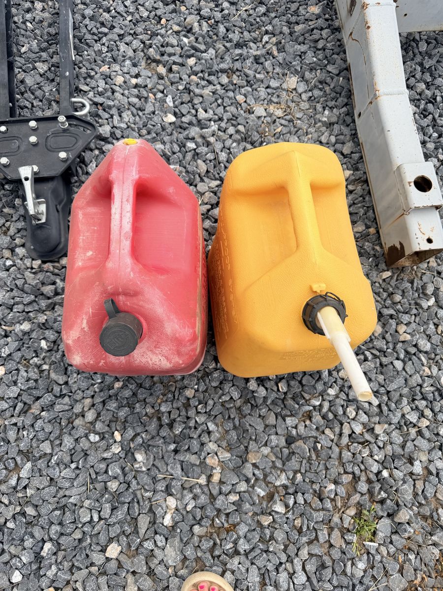 Red & Yellow Plastic Gas Cans - Durable Fuel Storage for Outdoor Equipment