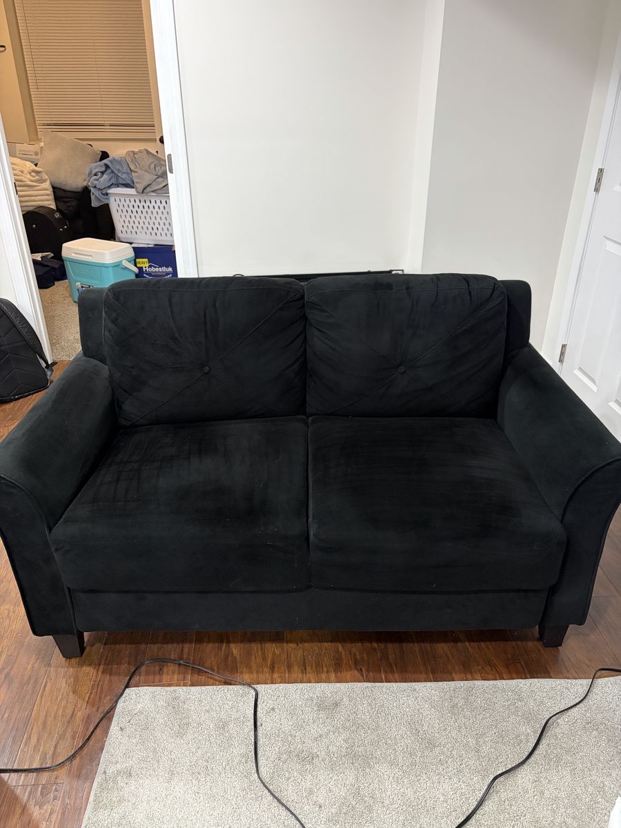 *Great Condition* Black Fabric Loveseat and Sofa Set