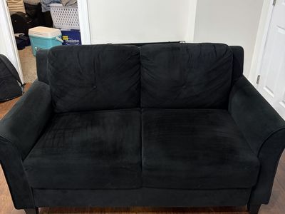 *Great Condition* Black Fabric Loveseat and Sofa Set