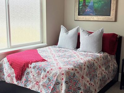 Double Bed, Mattress, Bedside Table w/Lamp