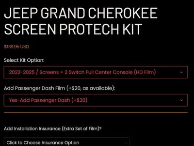 Jeep Grand Cherokee Screen and Dash Protector Kit by Screen Protech