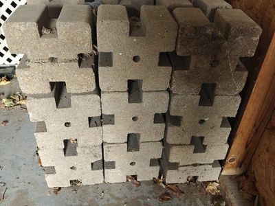 Concrete Blocks (35 count) - corner blocks for connecting 2x6 boards- raised beds, barries, etc.