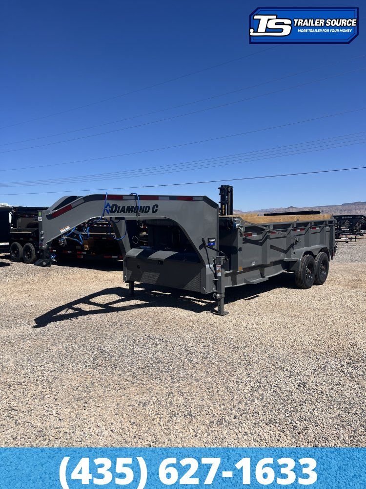 7x16 Diamond C LPT-GN 210 Gooseneck Dump Trailer - 32" Sides - 23K GVWR - Board Brackets