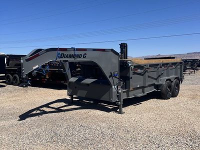 7x16 Diamond C LPT-GN 210 Gooseneck Dump Trailer - 32" Sides - 23K GVWR - Board Brackets