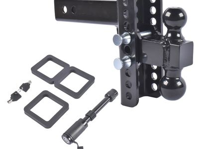 NEW 5" Receiver Adjustable Trailer Tow Hitch 6" Drop/Rise 2" & 2-5/16" Ball 22000 LBS with Anti-Theft Pin