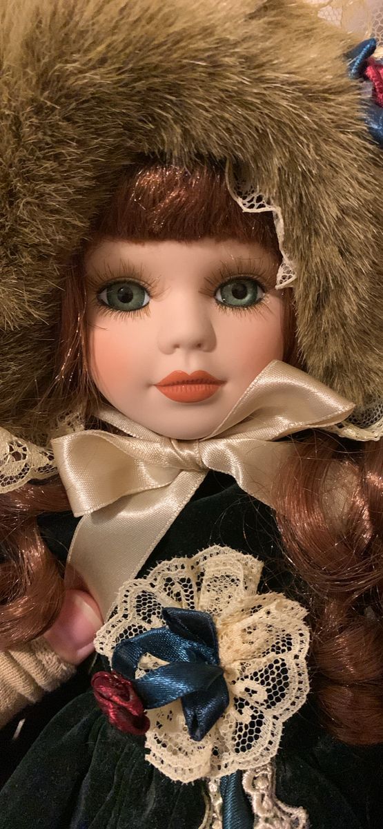 Set of Three 16” Porcelain Dolls - Dutch Girl & Winter Victorians