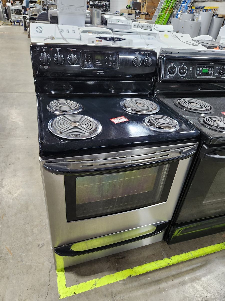 Kenmore 30" Electric Range with Coil Burners & Oven - Black & Stainless Steel