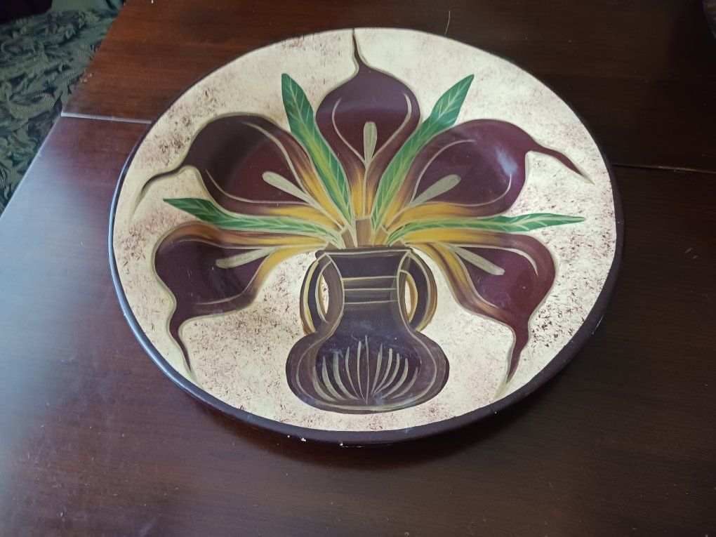 Ruben Cholla Bay Puerto Peñasco Mexico Hand-Painted Calla Lily Decorative Plate 2011