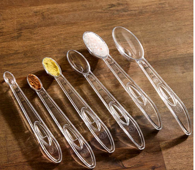 Pampered Chef Clear Plastic Measuring Spoon Set - 6 Piece Kitchen Measuring Tools