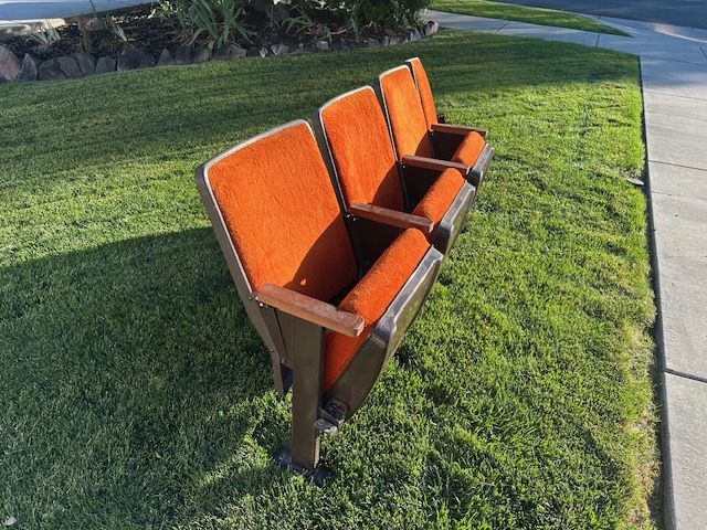 Vintage Theater Seats – 12 Original Fold-Down Cinema/Auditorium Seats (3 Rows of 4)