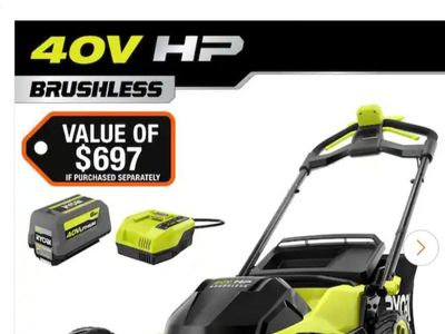 Brand New 40V Ryobi self-propelled mower with 6 Ah battery