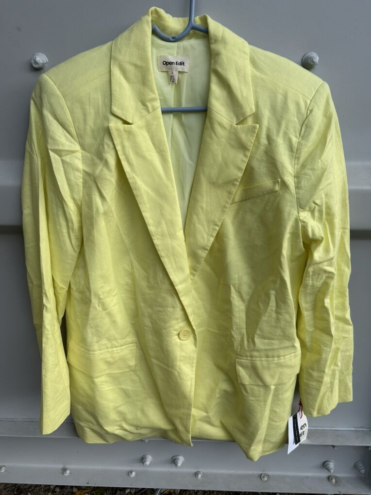NWT Nordstrom Open Edit Linen Blazer Small Yellow