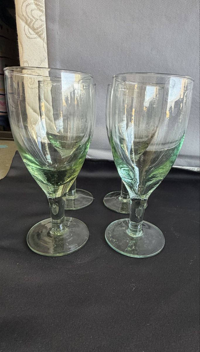 Set of Green Tinted Glass Wine Goblets Stemware Drinkware - various styles.