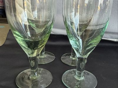 Set of Green Tinted Glass Wine Goblets Stemware Drinkware - various styles.